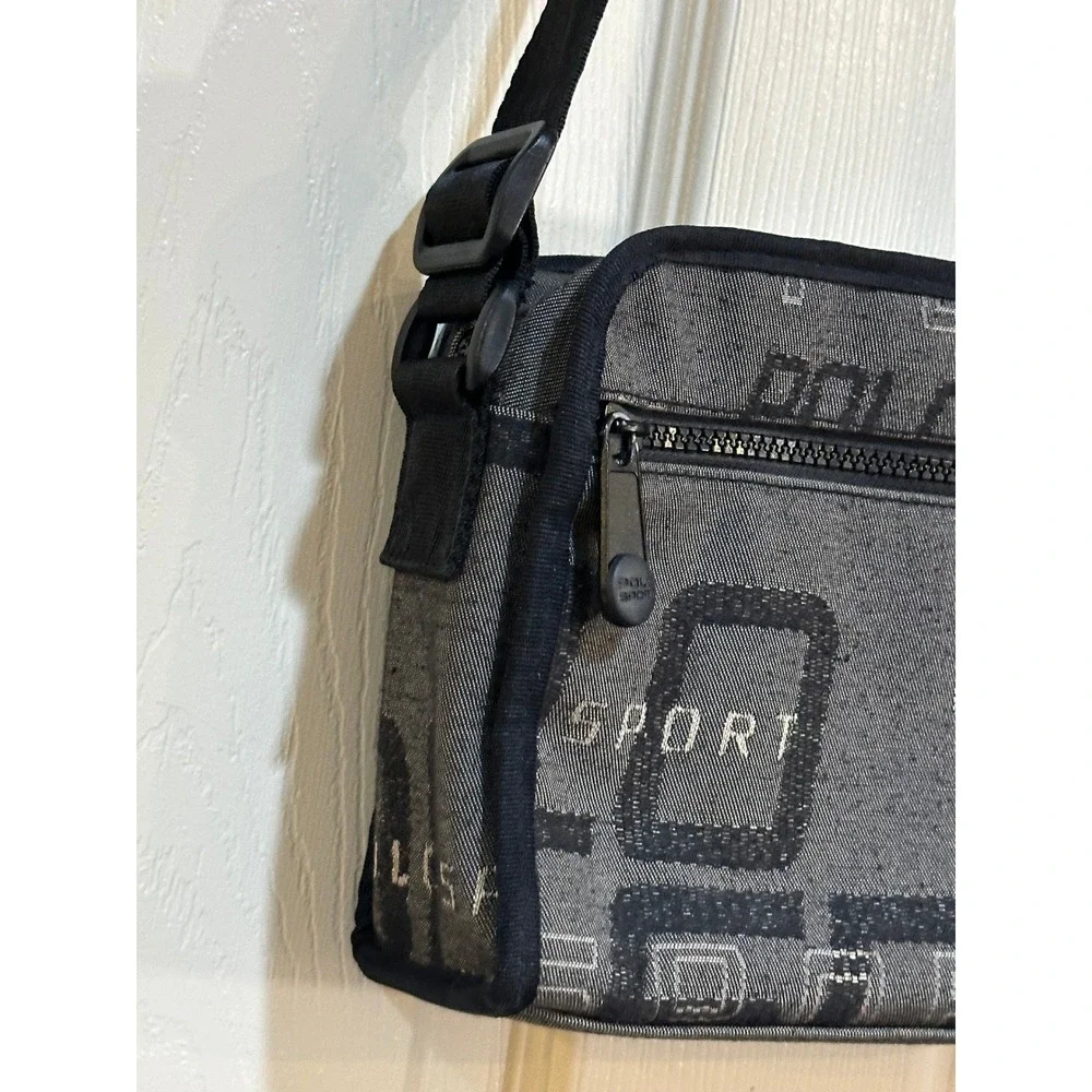 Polo Sport Ralph Lauren Crossbody Bag Grey Black Jacquard Logo Vintage Side Bag